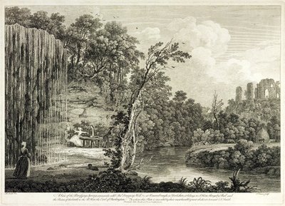 Vue de la Source Pétrifiante communément appelée le Puits qui Goutte à Knaresborough dans le Yorkshire, gravée par François Vivares (1709-80) - Thomas of Derby Smith